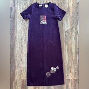 Vtg Country Wear Casuals Lonnie G. Star S/S Maxi Dress Sz S Purple Artsy 1999